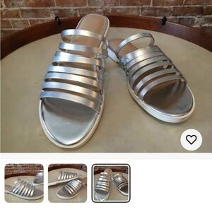 H by Halston Metallic Silver Sandals